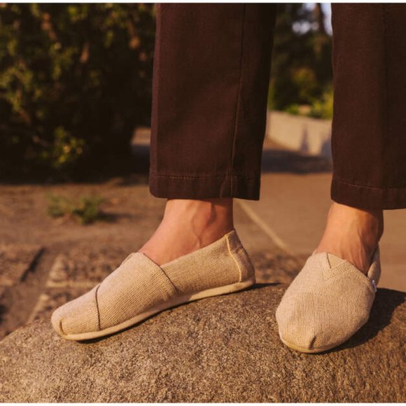 Toms Other - SOLD Toms Beige Natural ECO Un-dyed Jute Fabric Slip On Comfort Shoes Size M10.5